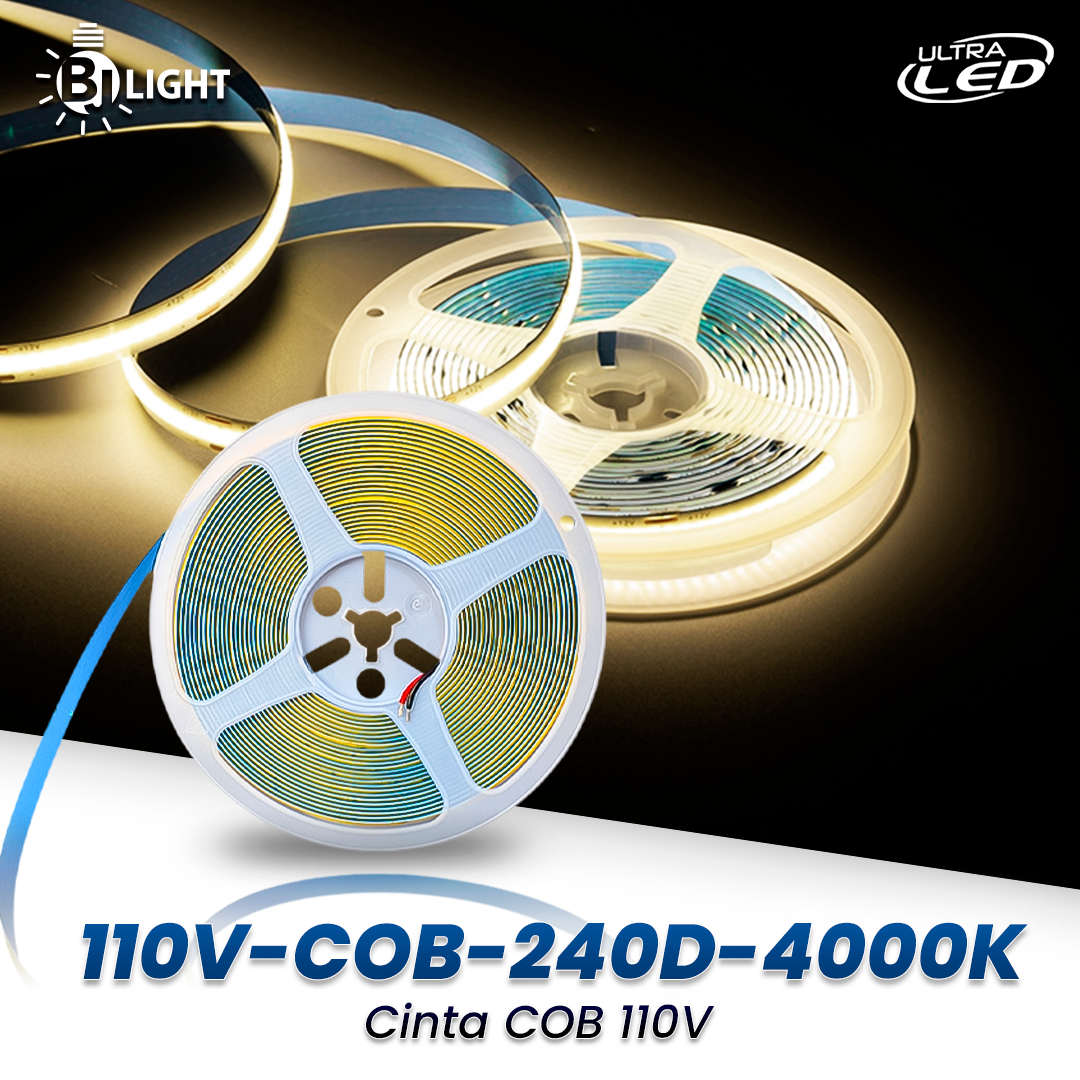 CINTA 110V COB 240D LUZ CALIDA 10 METROS MODELO 110V-COB-240D-3000K