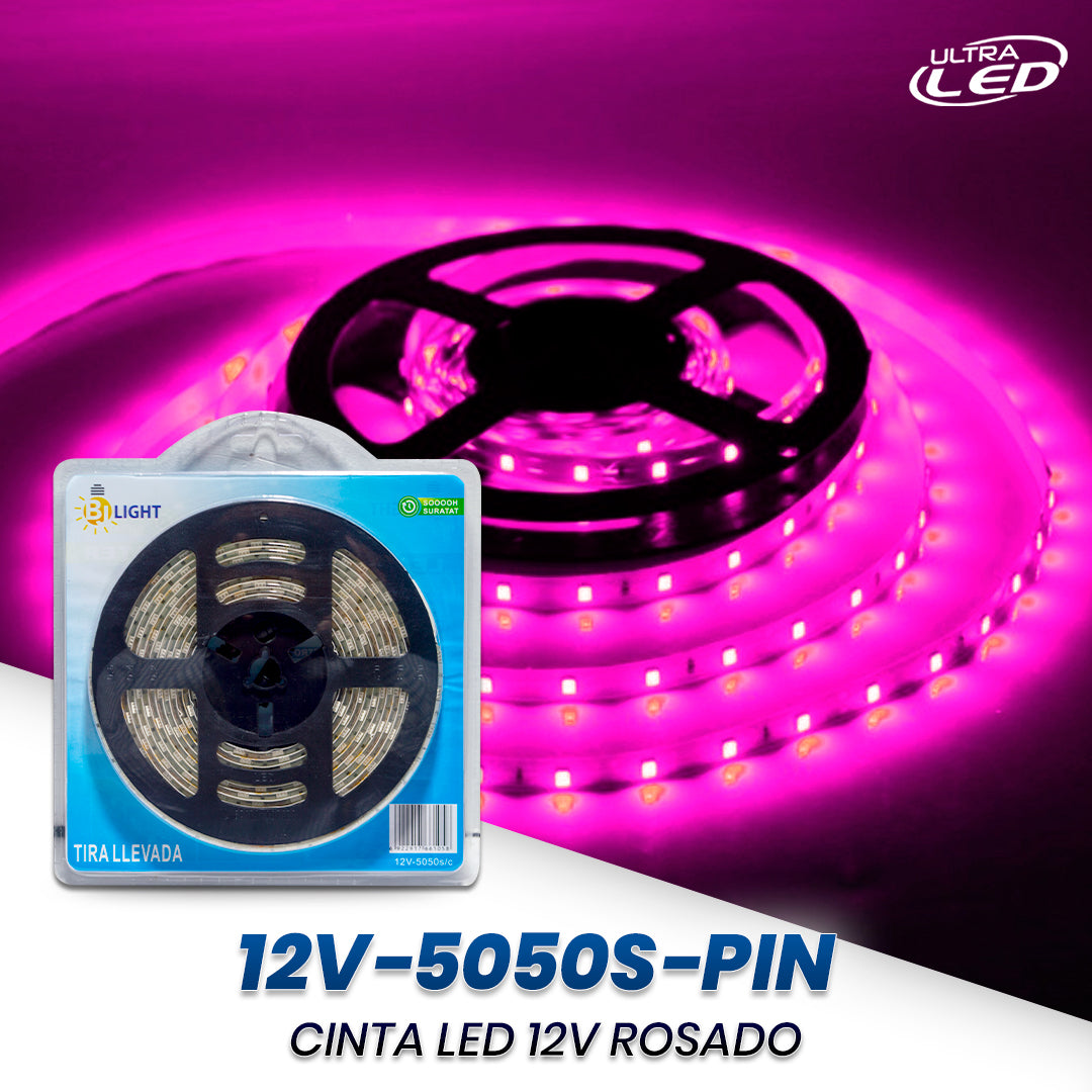 CINTA LED 12V ROSADA 10MMX5MTS