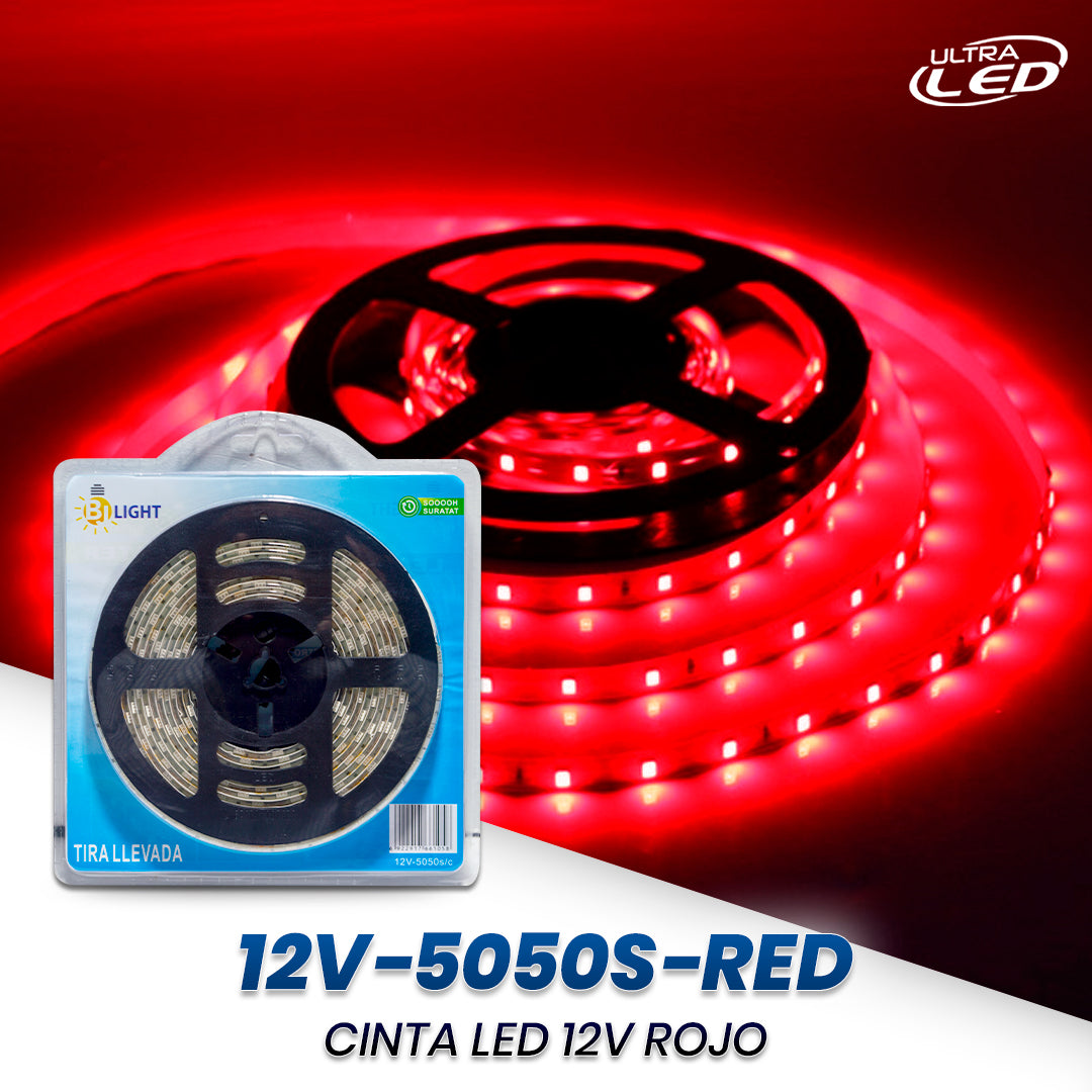 CINTA LED 12V ROJO 10MMX5MTS