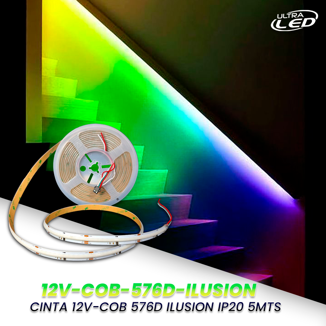 CINTA LED 12V COB ILUSION IP20 5 METROS MODELO 12V-COB-576D