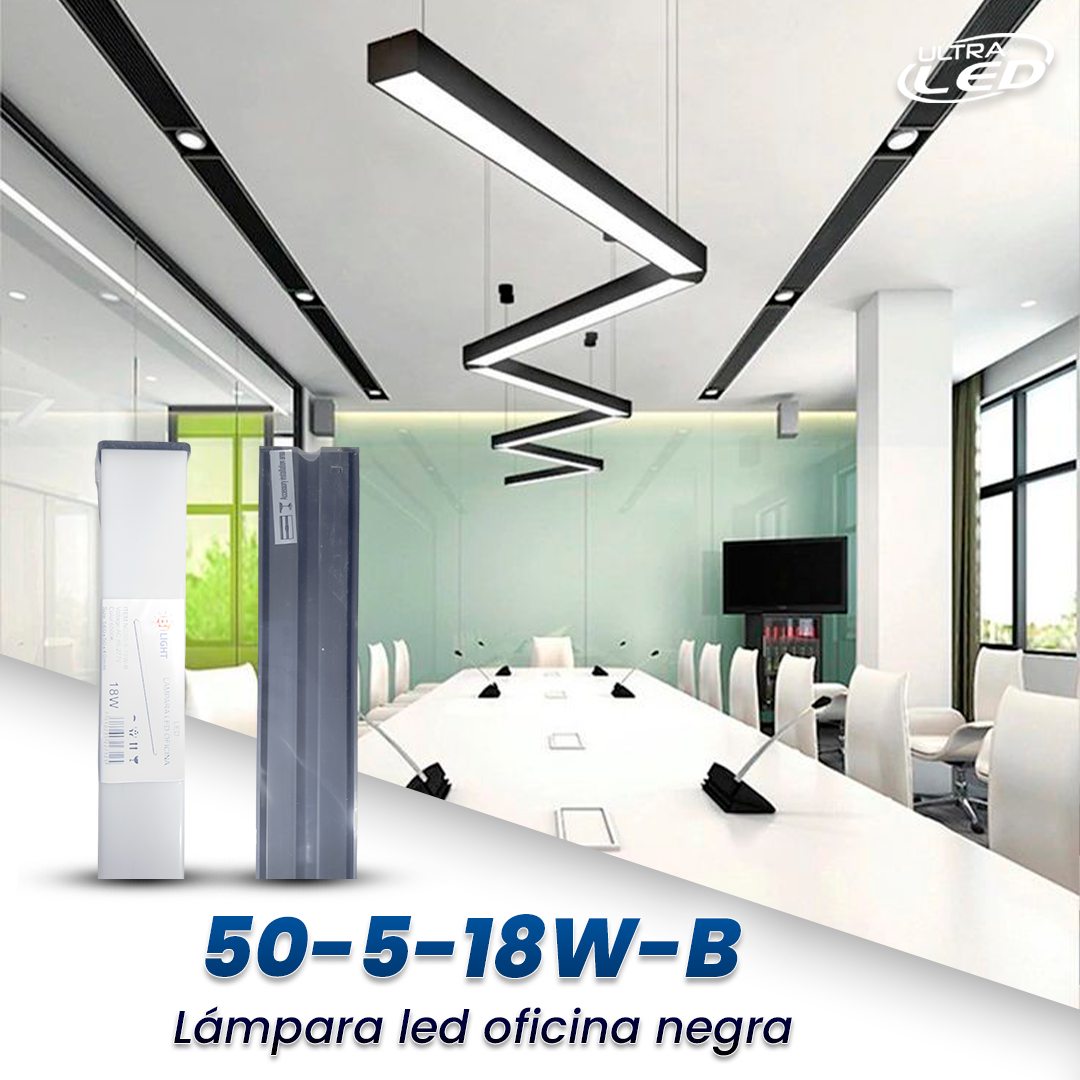 LAMPARA LED OFICINA 18W NEGRA S/B LUZ BLANCA