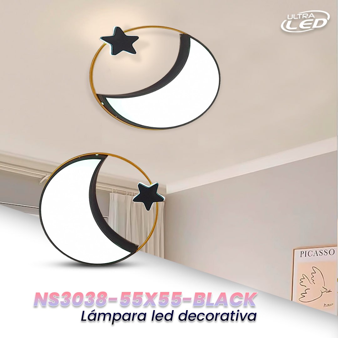 LAMPARA LED DECORATIVA 24W MODELO NS3038-55X55-BLACK