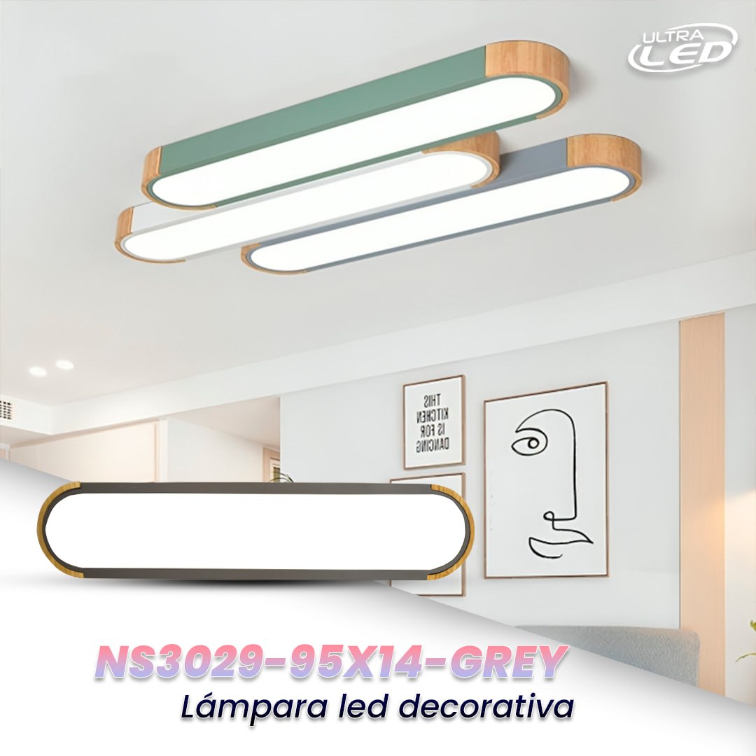 LAMPARA LED DECORATIVA 16W MODELO NS3029 BORDE GRIS