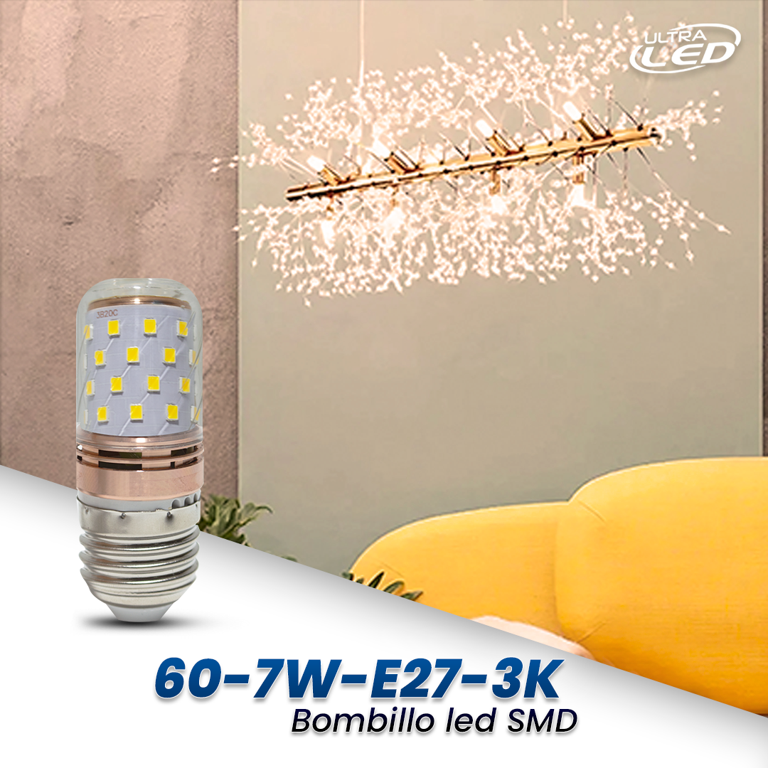 BOMBILLO LED 7W 60D E27 LUZ BLANCA (6500K ) Y CALIDA (3000K) MODELO 60-7W-E27-3K