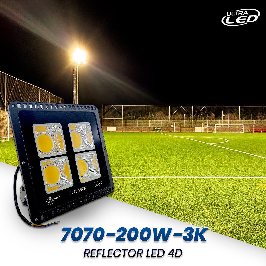 REFLECTOR LED 200W MODELO 4D LUZ CALIDA (3000K)