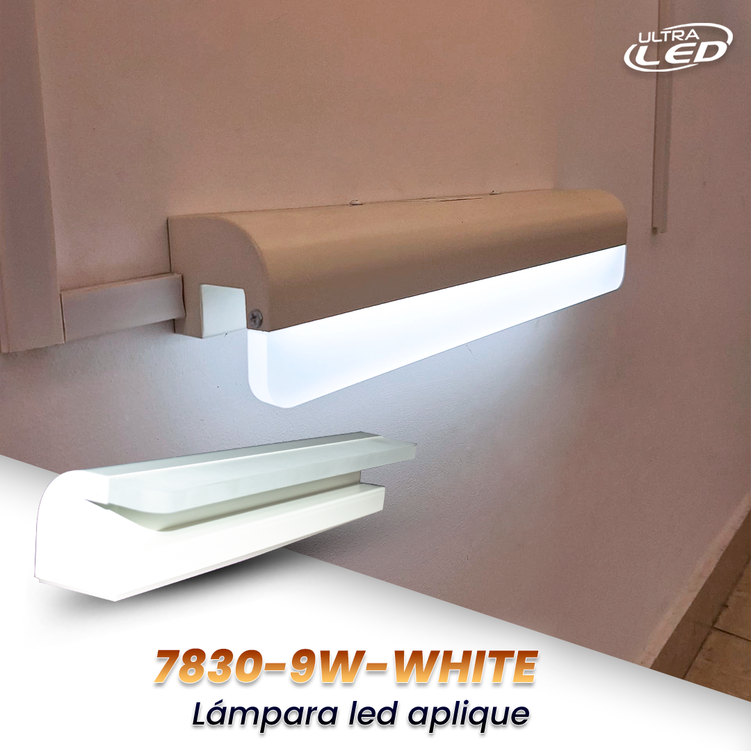 LAMPARA APLIQUE 9W DE PARED CARCASA BLANCA LUZ BLANCA (6500K)