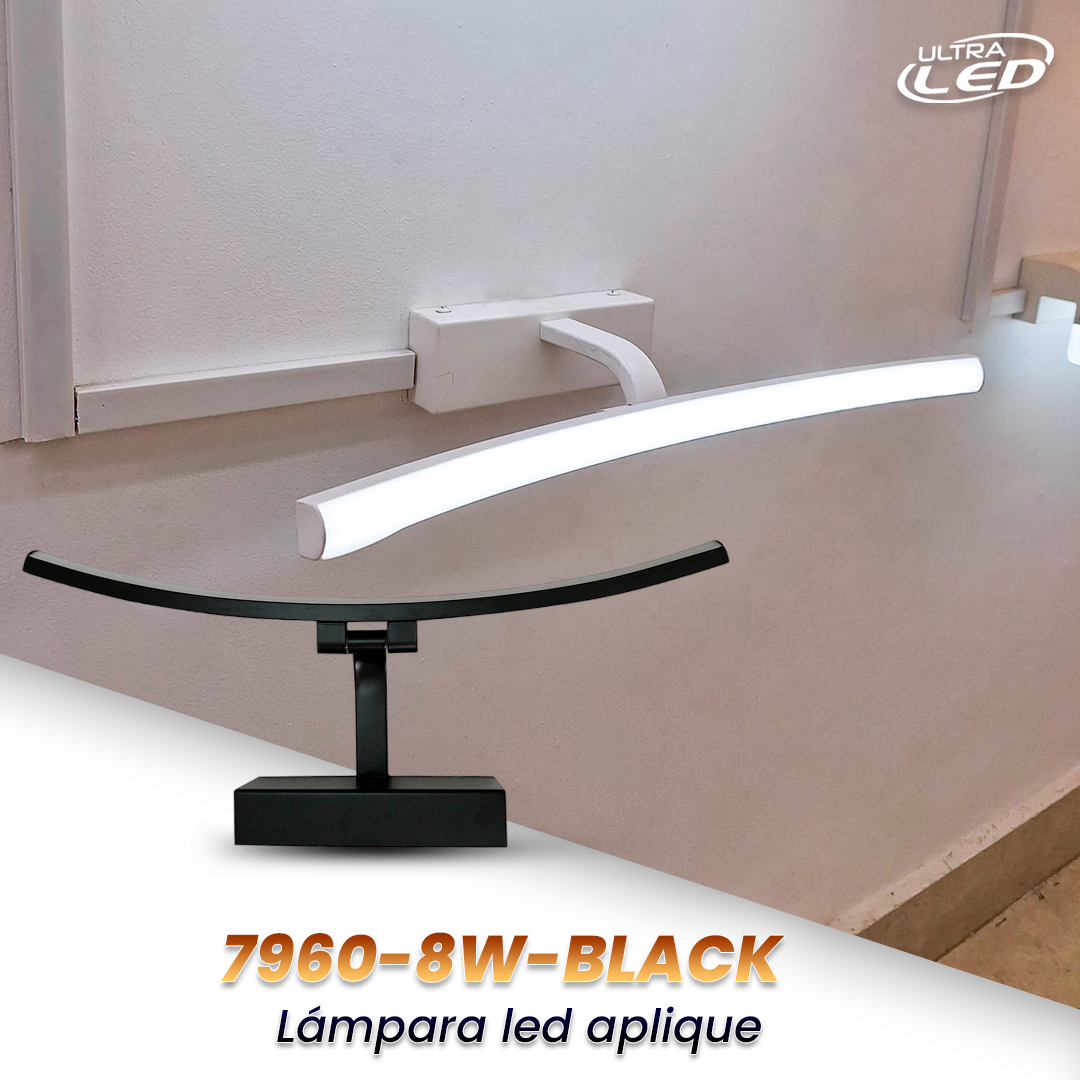 LAMPARA APLIQUE 8W DE PARED BLACK LUZ BLANCA (6500K)