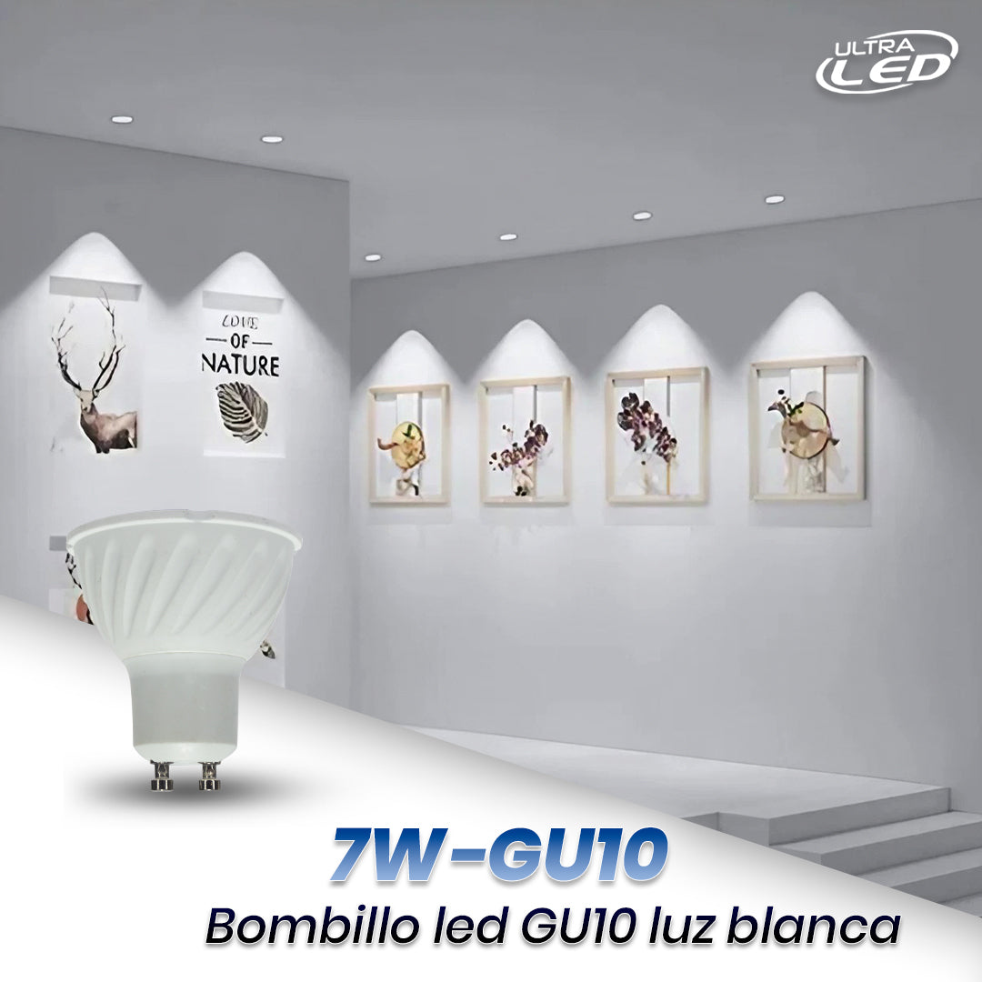 BOMBILLO LED GU10 7W PLASTICO LUZ BLANCA (6500K)