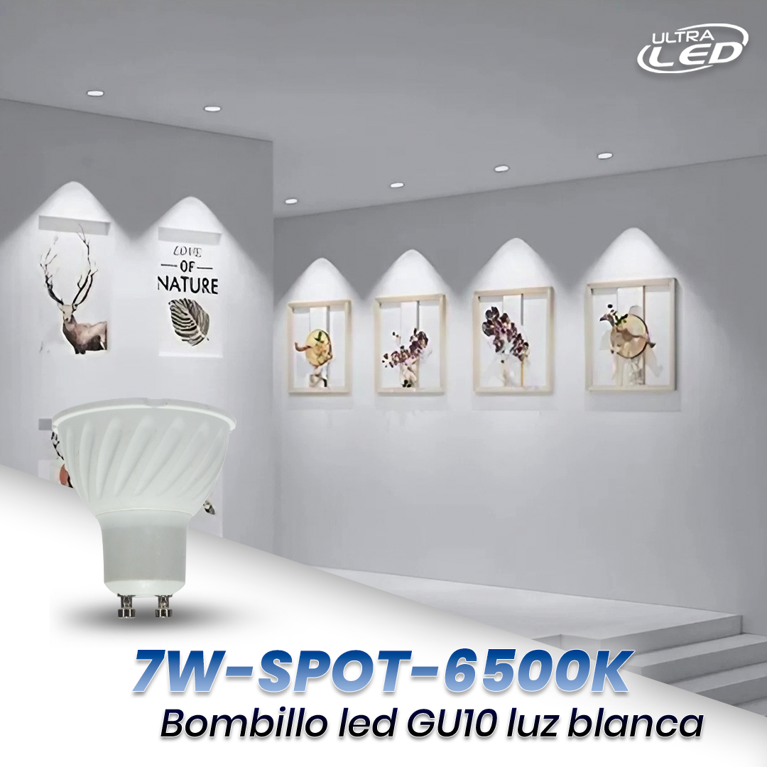 BOMBILLO LED GU10 7W PLASTICO LUZ BLANCA (6500K)