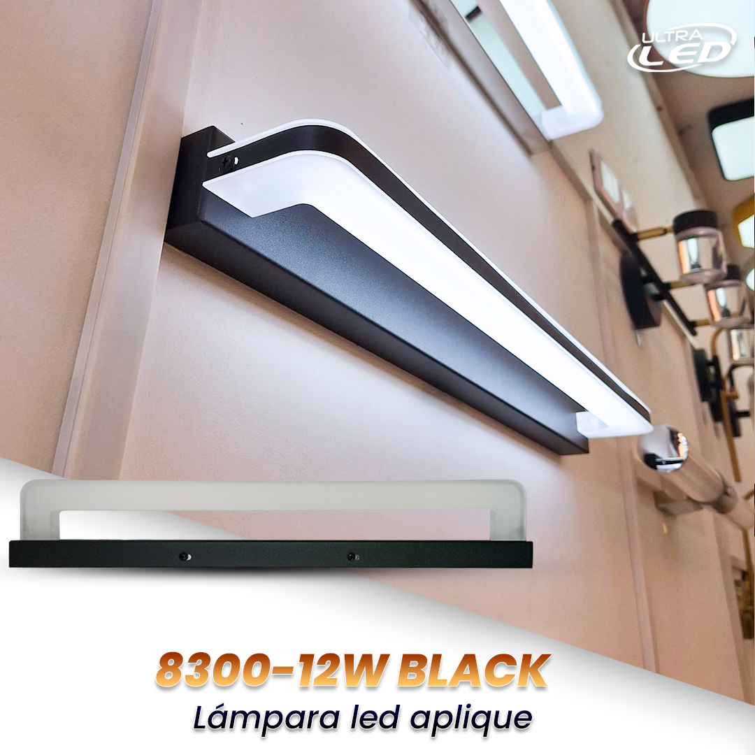 LAMPARA APLIQUE 12W DE PARED BLACK LUZ BLANCA (6500K)