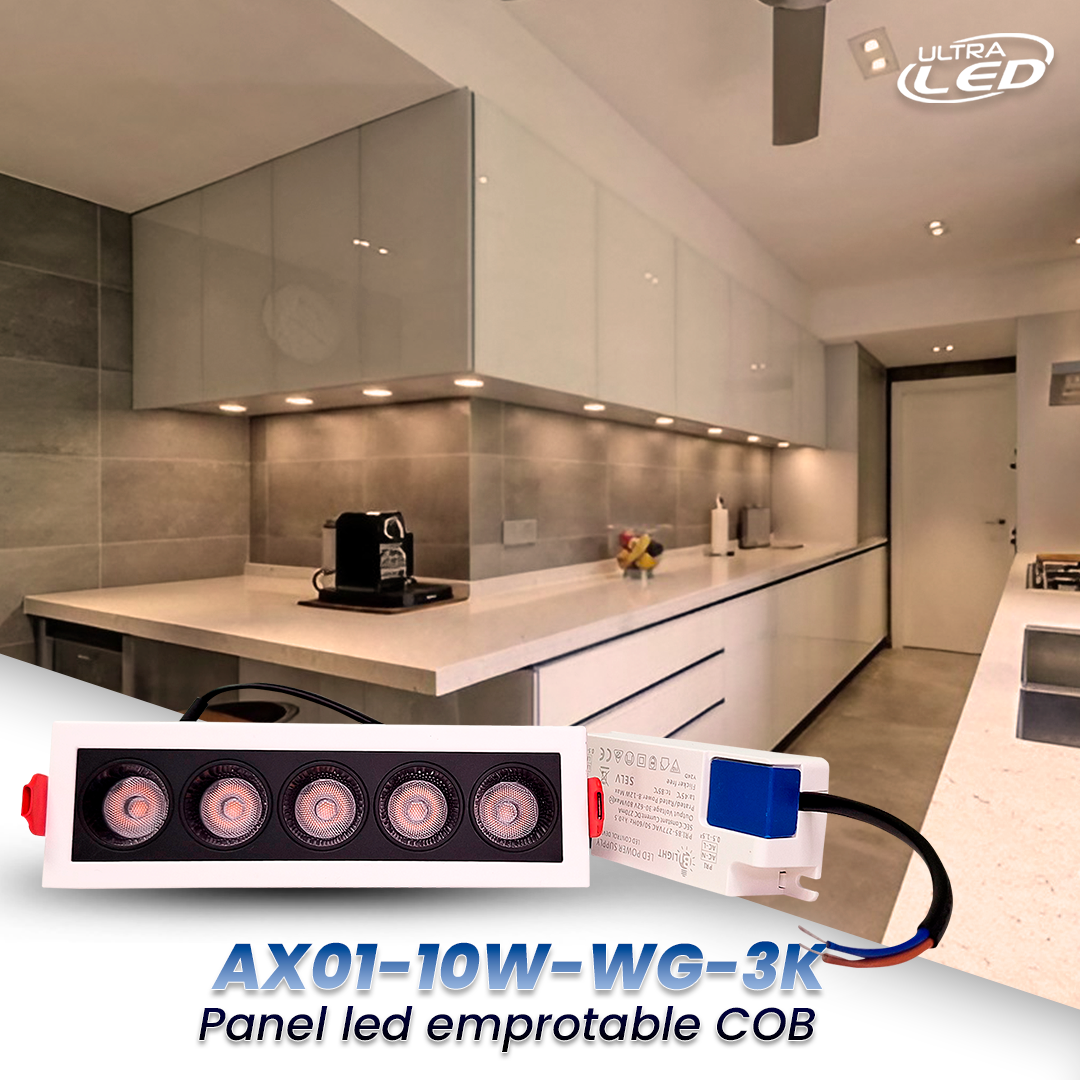 LAMPARA LED SPOT COB EMPOTRABLE 10W LUZ CALIDA (3000K) MODELO AX01-10W-WG-3K