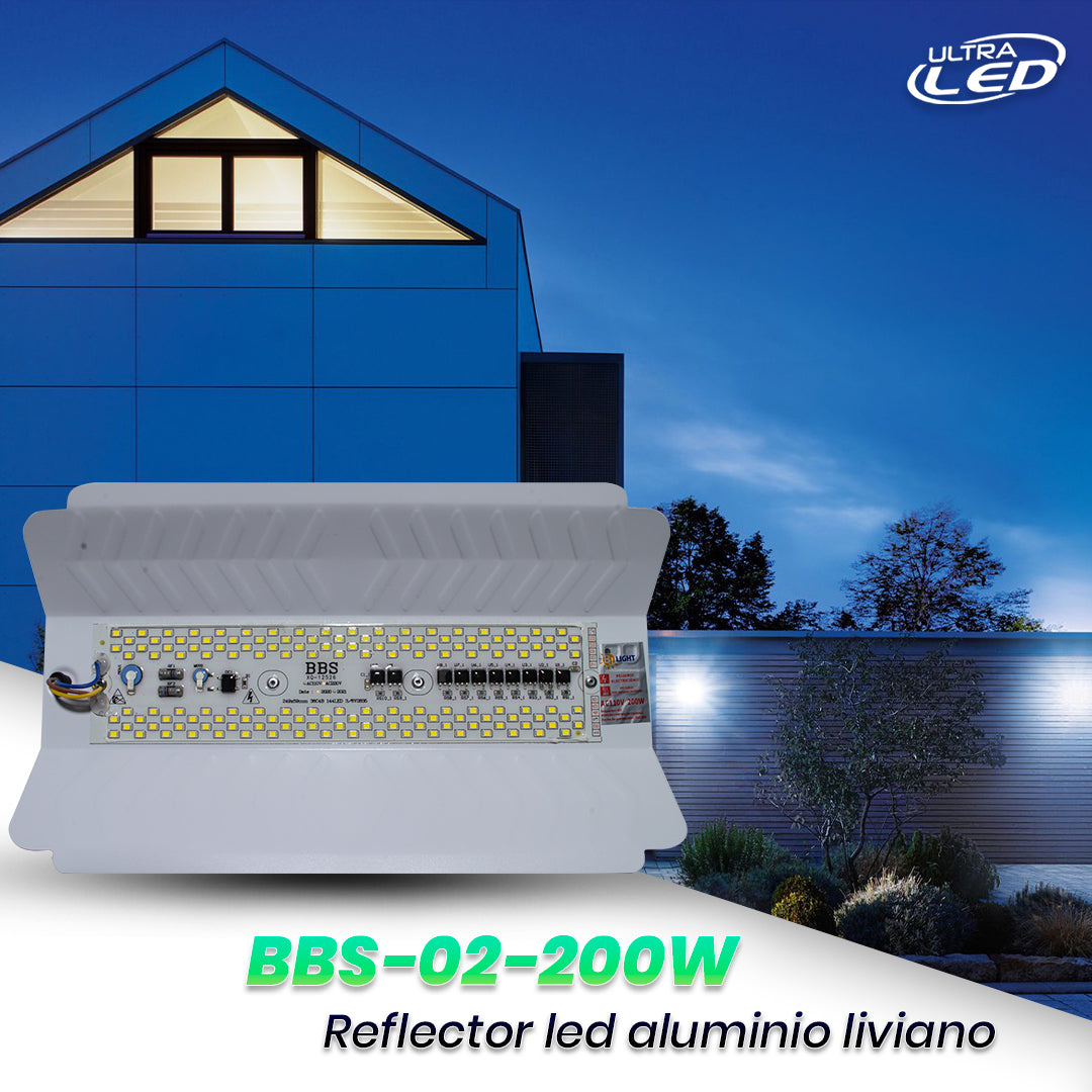 REFLECTOR LED ALUMINIO LIVIANO 200W LUZ BLANCA (6500K)