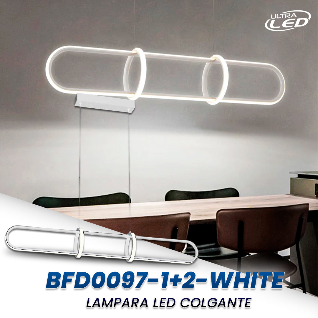 LAMPARA LED DECORATIVA COLGANTE 68W MODELO BFD0097-1+2-WHITE