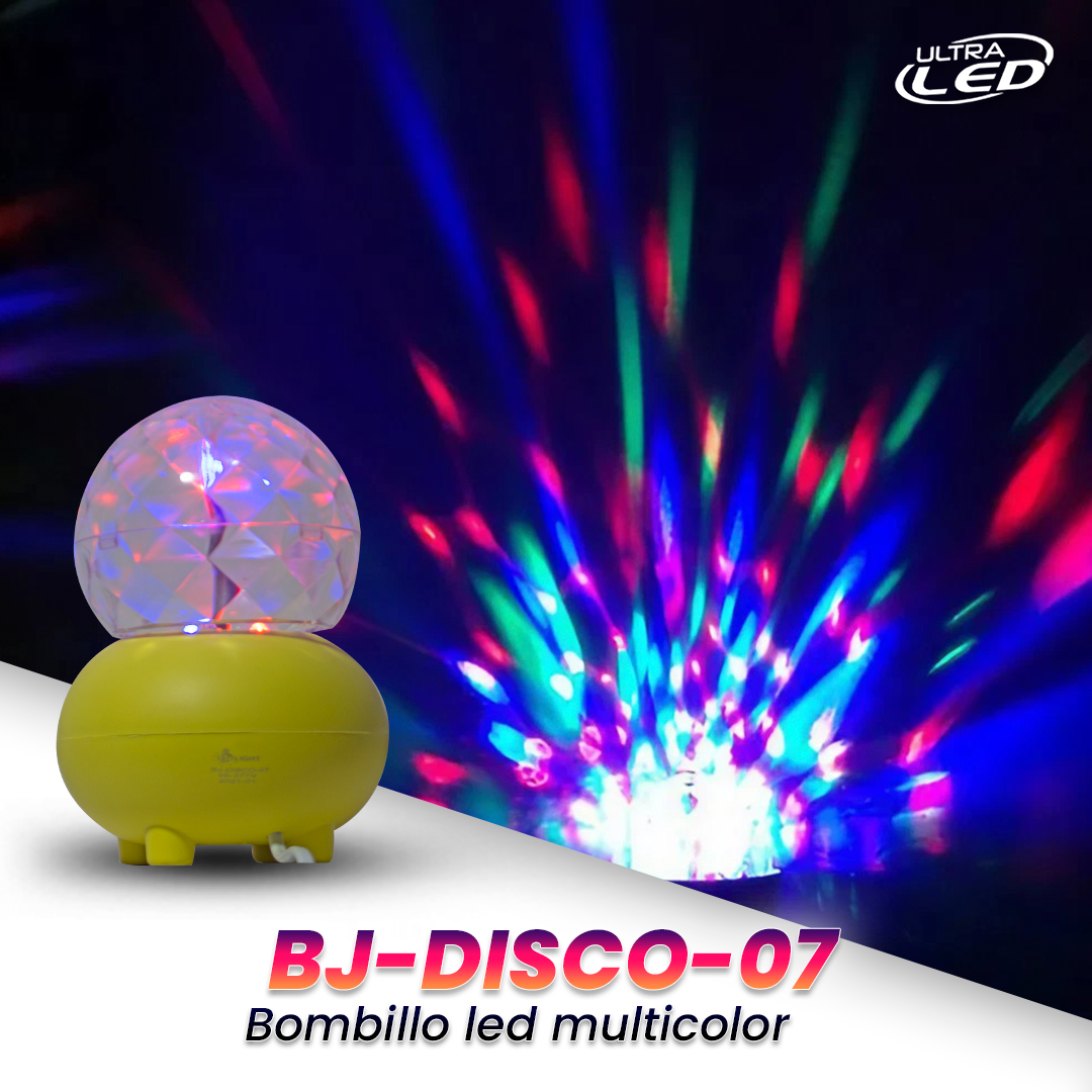 BOMBILLO LED DISCO RGB C/C+USB BASE AMARILLA