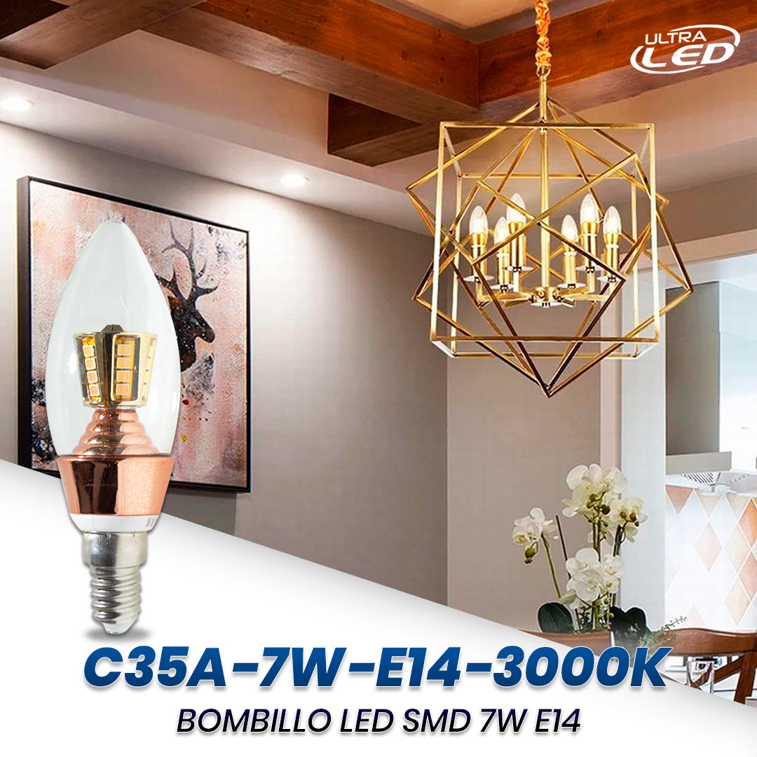 BOMBILLO LED SMD 7W E14 LUZ CALIDA (3000K)