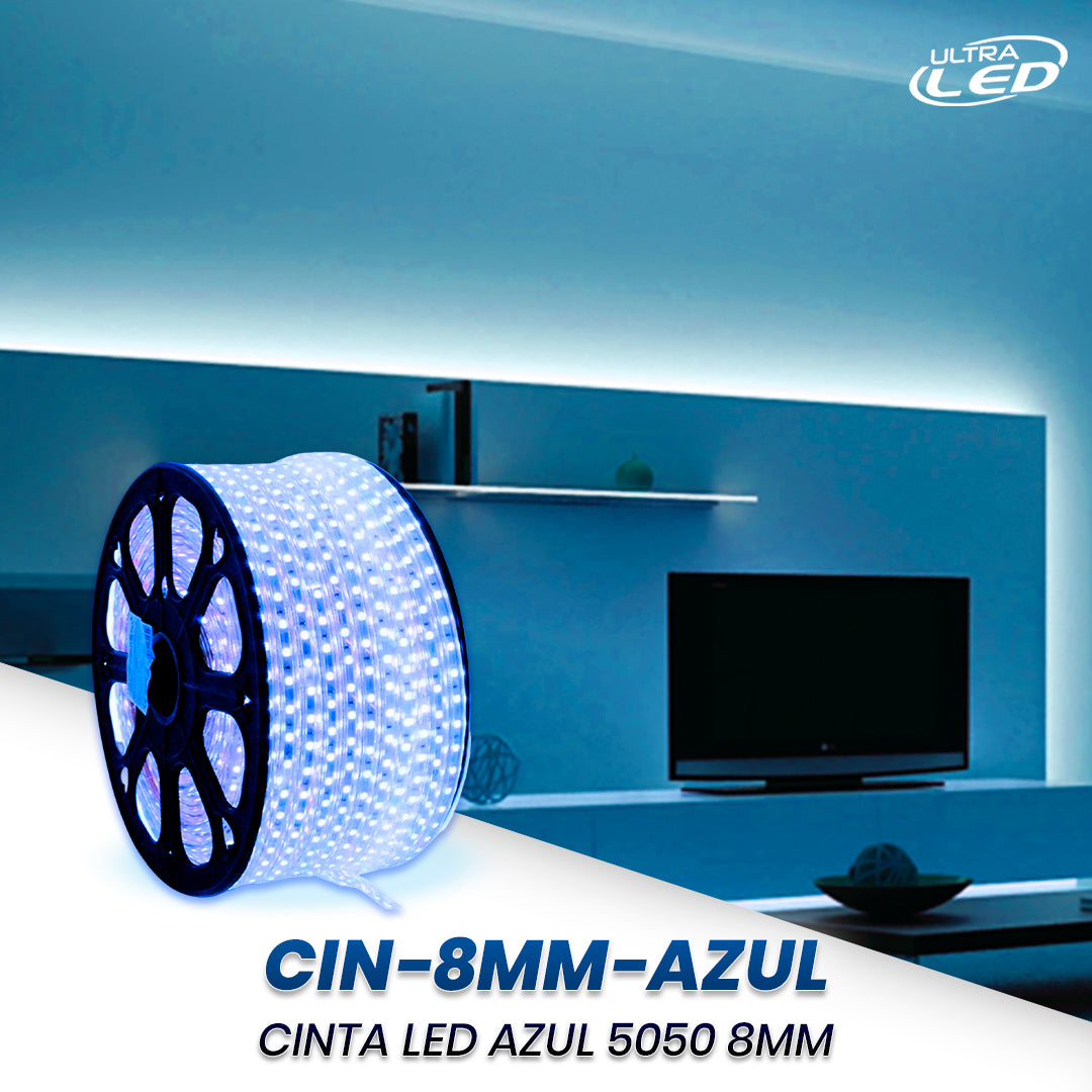 CINTA LED AZUL (110V) 5050 60 LED POR METRO LUZ AZUL