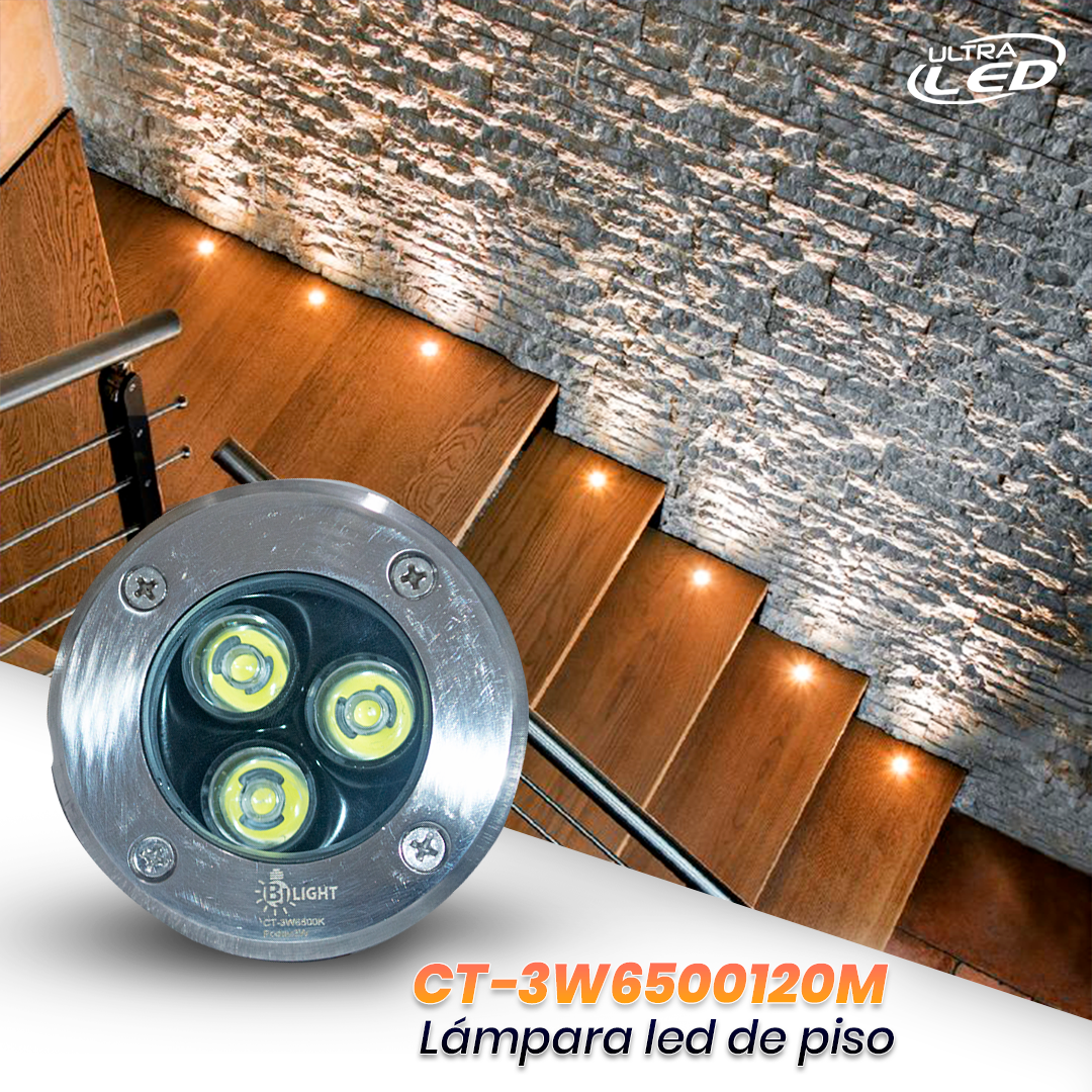 LAMPARA DE PISO 3W LUZ BLANCA EMPOTRAR 120MM