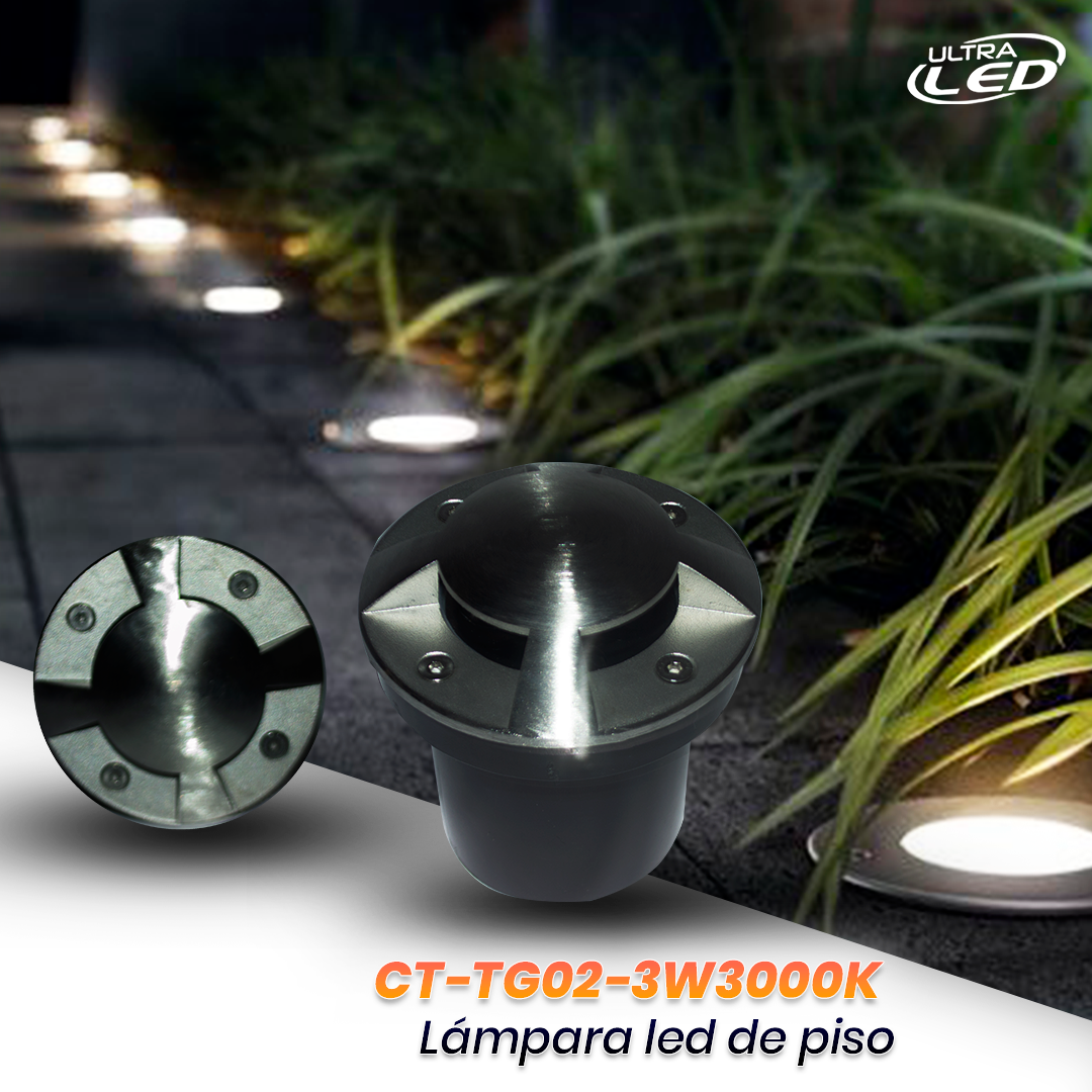 LAMPARA LED PISO 3W LUZ CALIDA PLATEADO  100MM