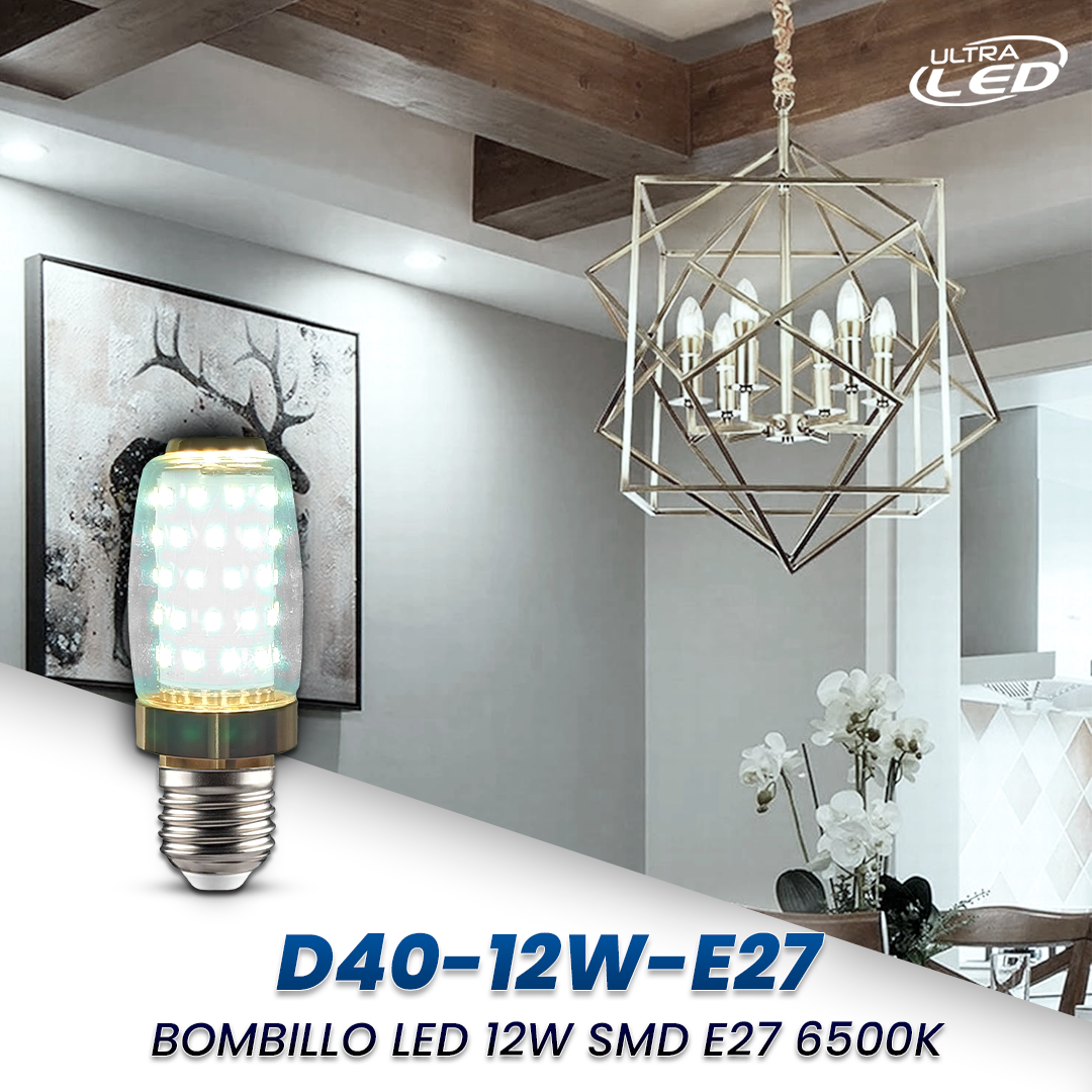 BOMBILLO LED 12W SMD E27 LUZ BLANCA (6500K) MODELO D40-12W-E27