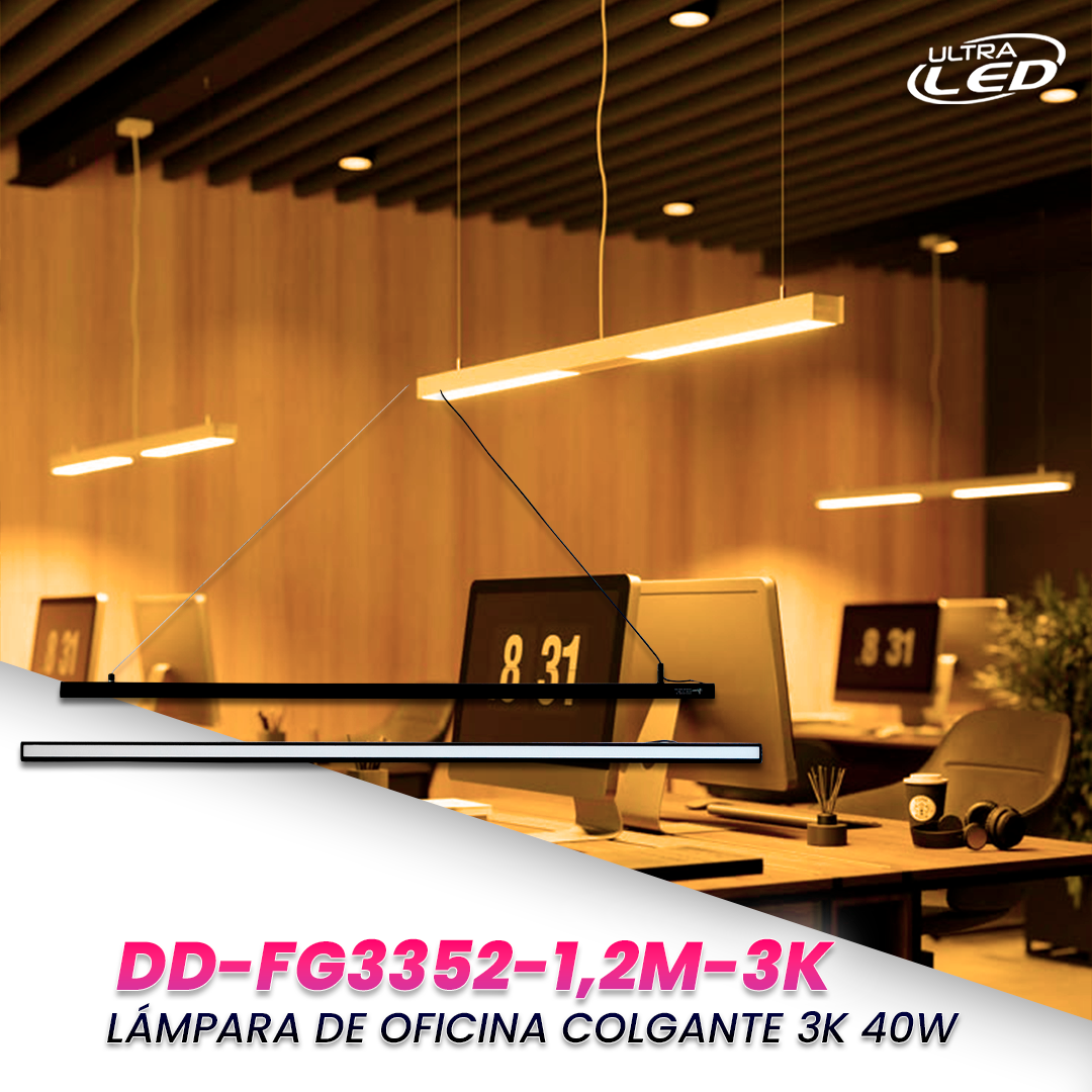 LAMP LINEAL OFIC COLGANTE 40W LUZ NEUTRA (4000K) MODELO DD-FG3352-1.2-3K