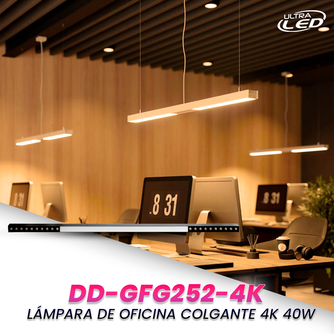LAMPARA DE OFICINA COLGANTE 40W LUZ NEUTRA (4000K) MODELO DD-GFG252-4K