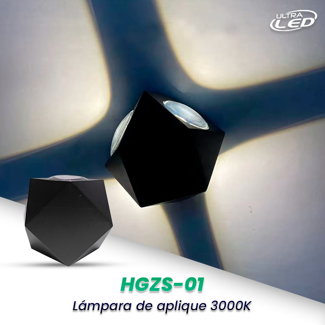 LAMPARA APLIQUE  3000K NEGRA MODELO HGZS-01