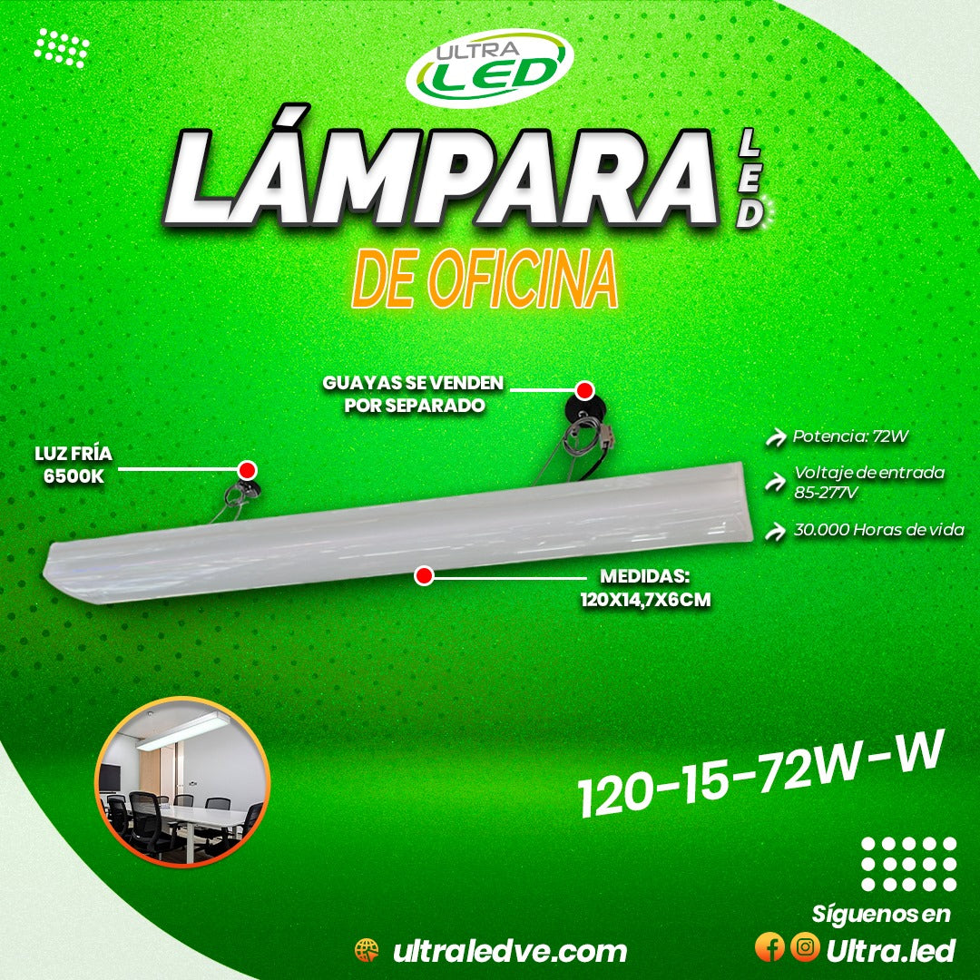 LAMPARA LED OFICINA BLANCO S/B 72W 120CM