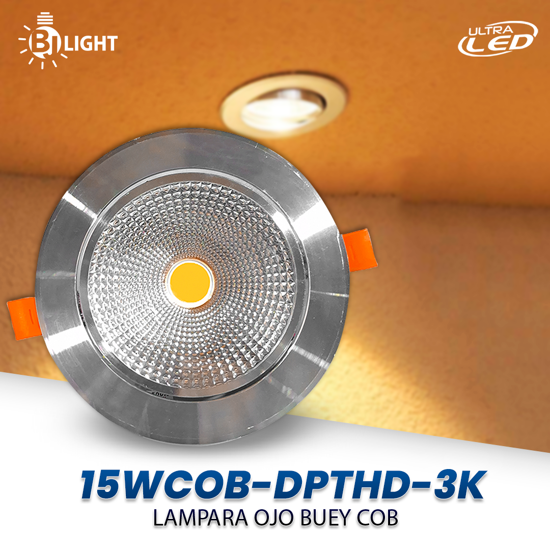 LAMPARA LED COB 15W OJO DE BUEY LUZ CALIDA (3000K)