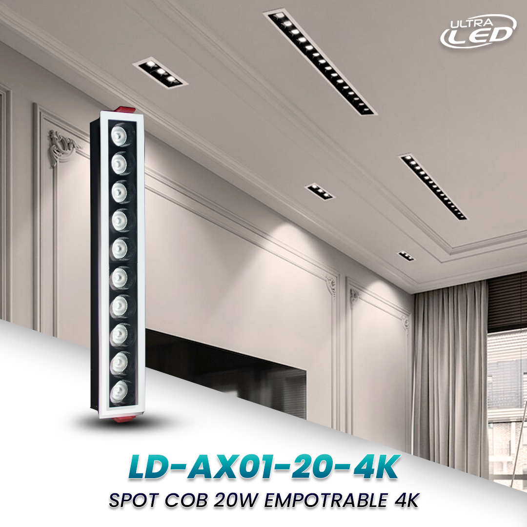 LAMPARA LED COB 20W EMPOTRABLE LUZ NEUTRA (4000K) MODELO LD-AX01-20-4K