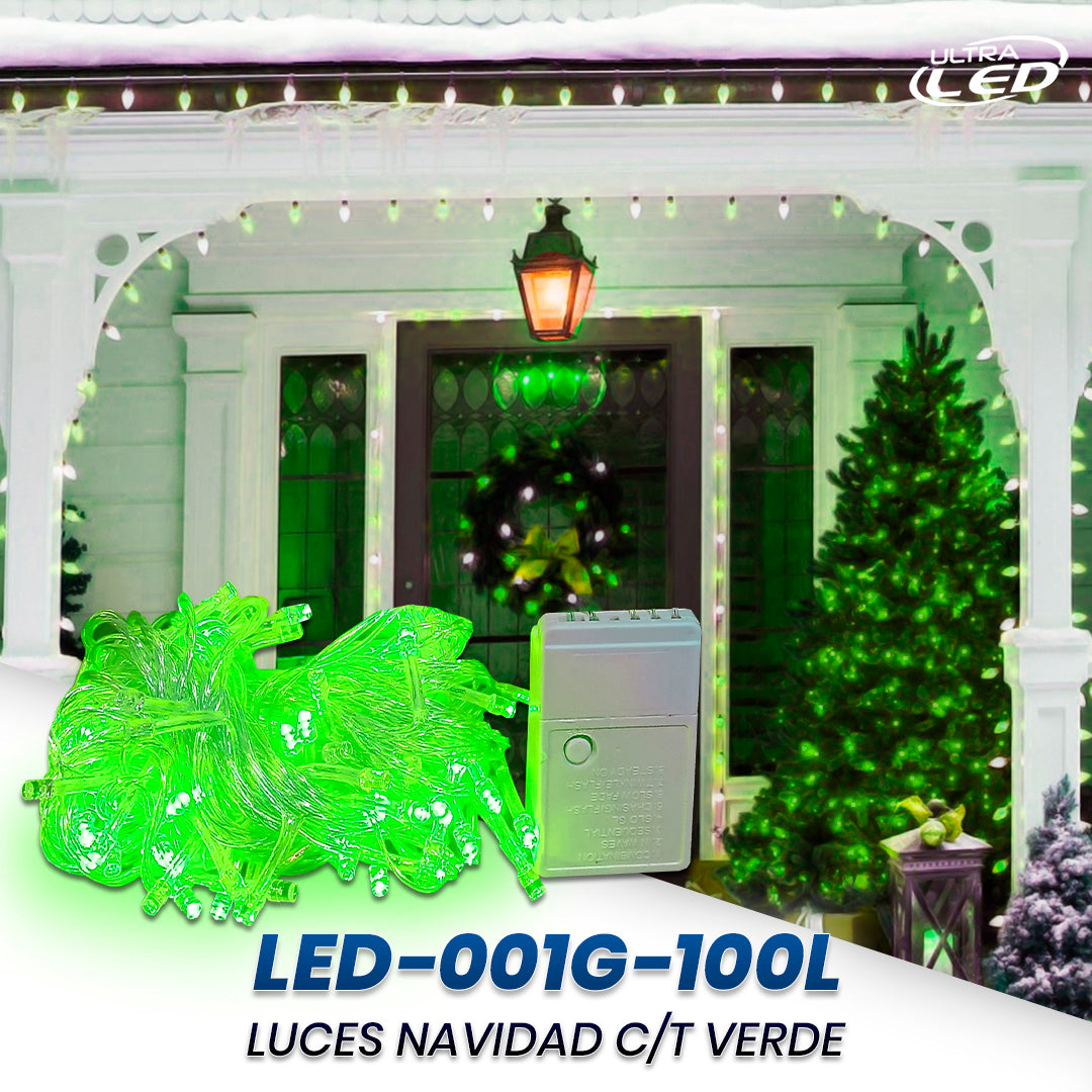 LUCES DE NAVIDAD CABLE TRANSPARENTE 8F 10 METROS 100LED