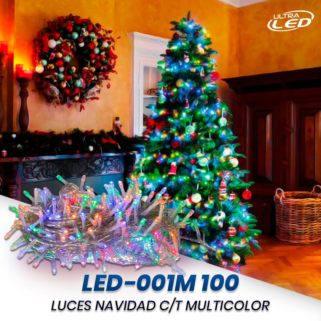 LUCES DE NAVIDAD CABLE TRANSPARENTE 8F 10 METROS 100LED