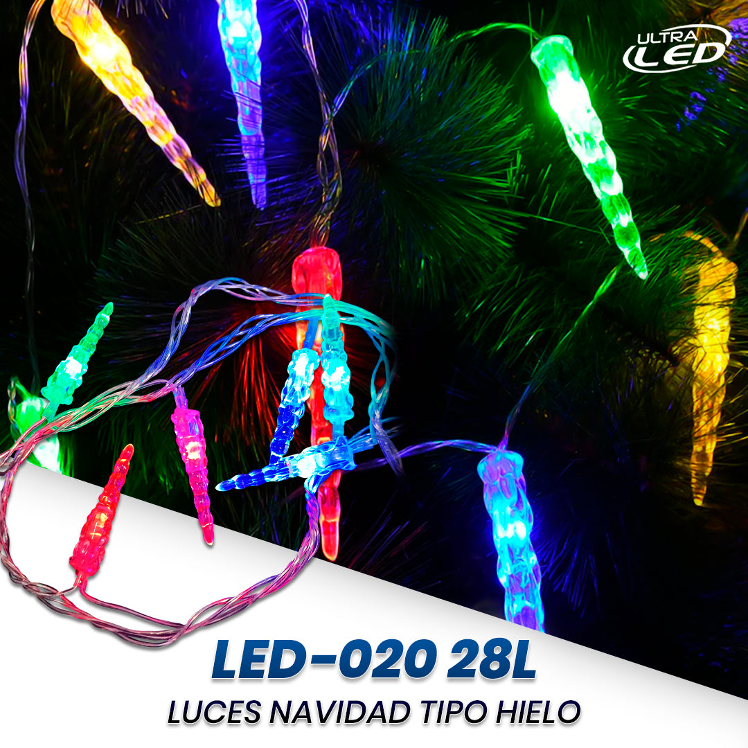 LUCES NAVIDAD HIELO MULTICOLOR 28LED 4MTS