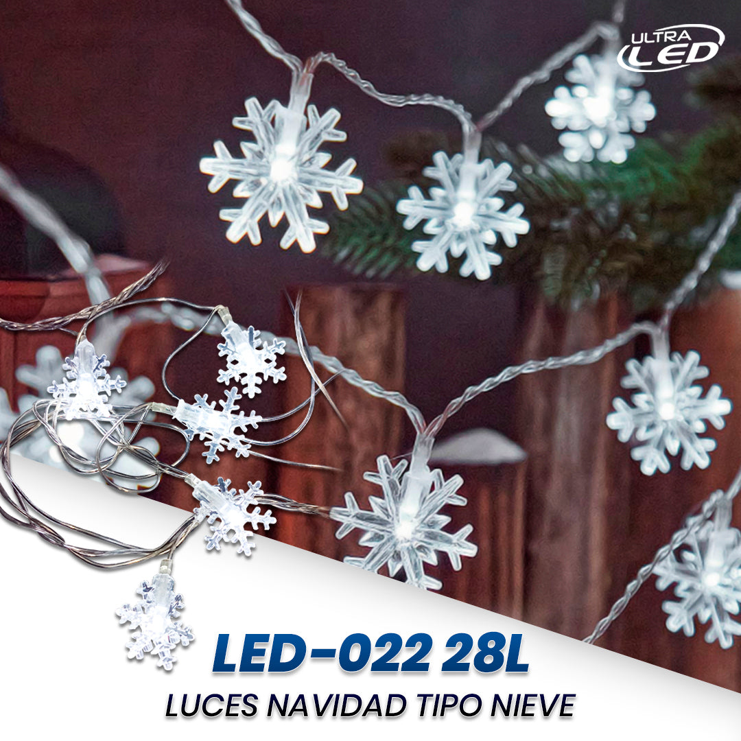 LUCES NAVIDAD NIEVE LUZ BLANCA 28LED 4MTS