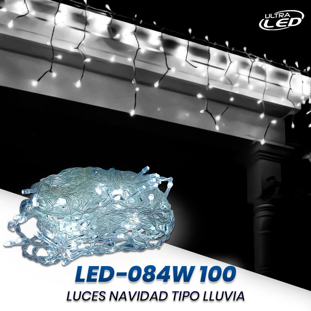 LUCES NAVIDAD LLUVIA BLANCO FIJA C/T 2MTS 100LED