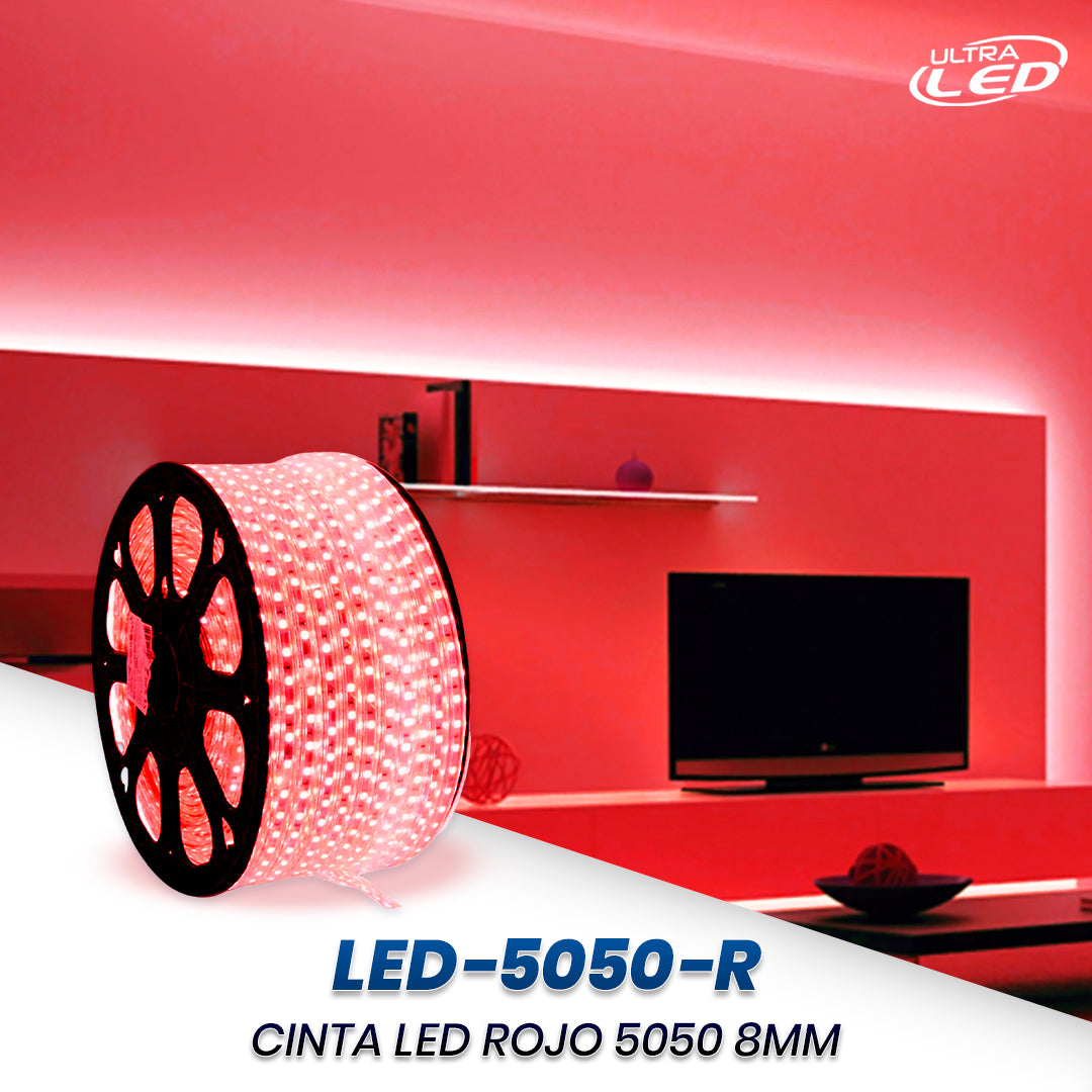 CINTA LED ROJO 5050 8MM 60 LED X METRO BJ