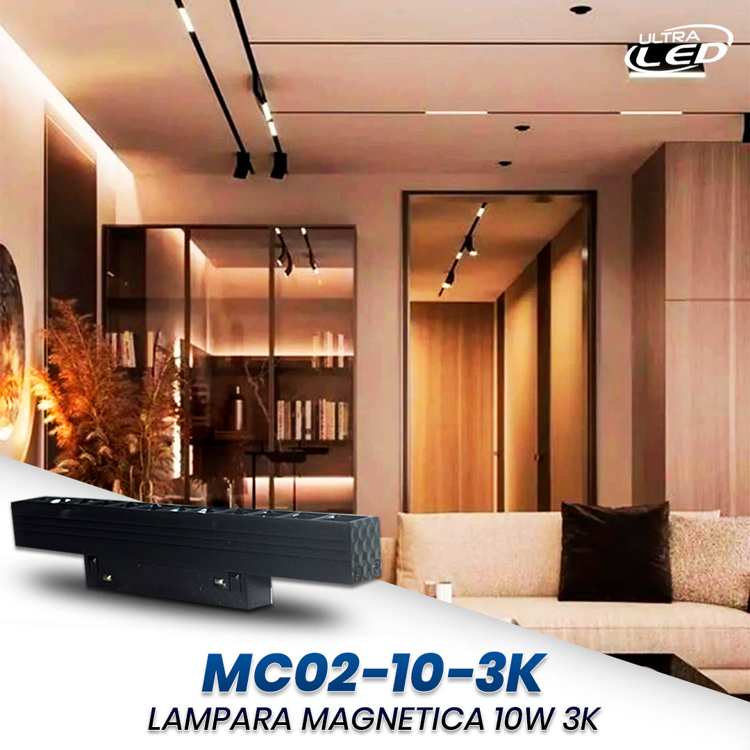 LAMPARA RIEL MAGNETICO 10W LUZ CALIDA (3000K)