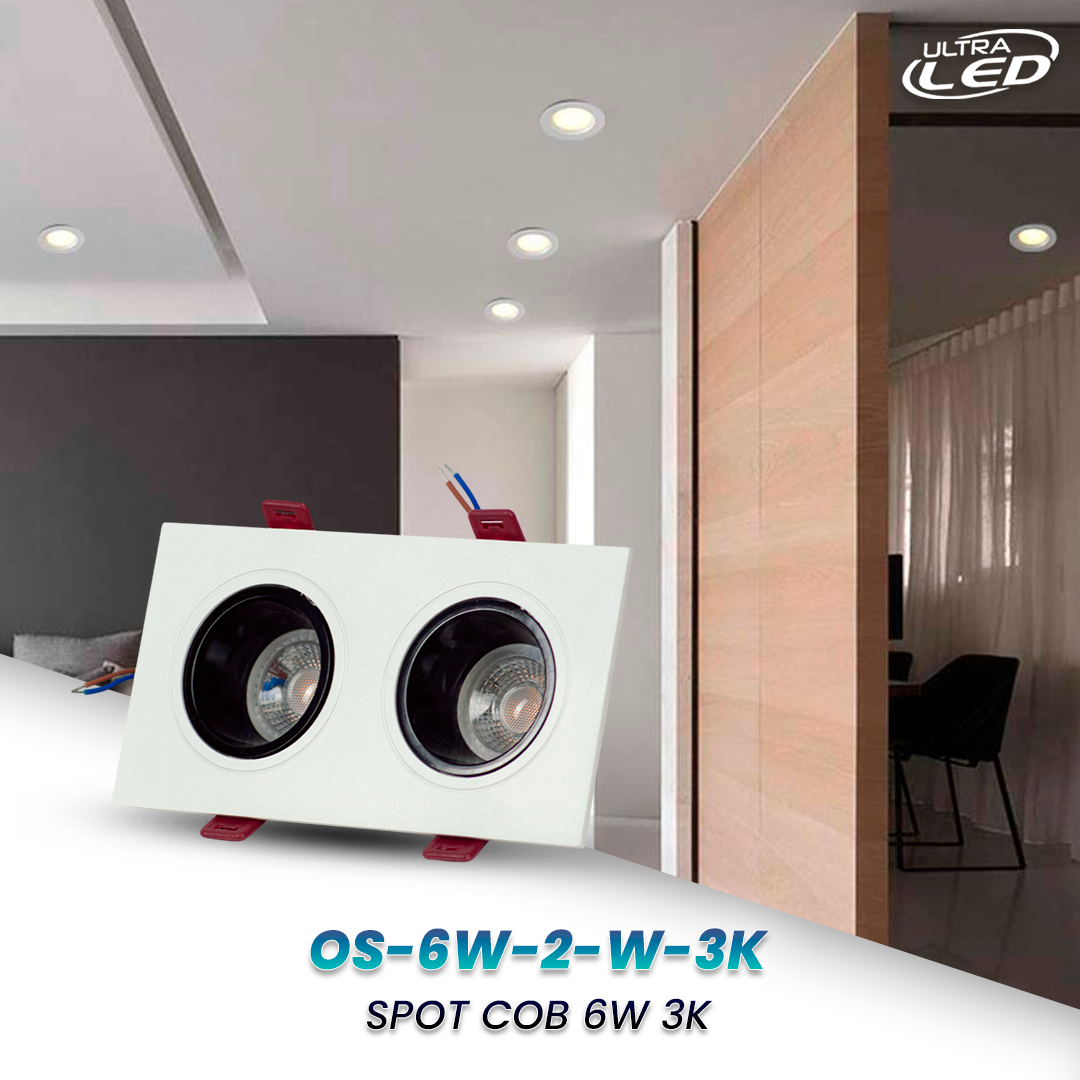 LAMPARA SPOT COB EMPOTRABLE LUZ CALIDA (3000K) MODELO OS-6W-2-W-3K