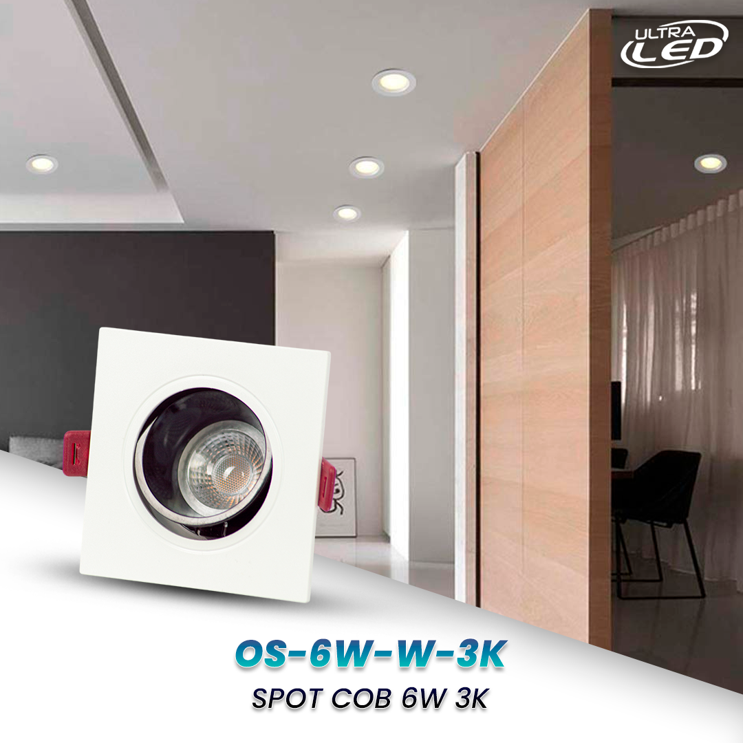 LAMPARA SPOT COB EMPOTRABLE LUZ CALIDA (3000K) MODELO OS-6W-2-W-3K