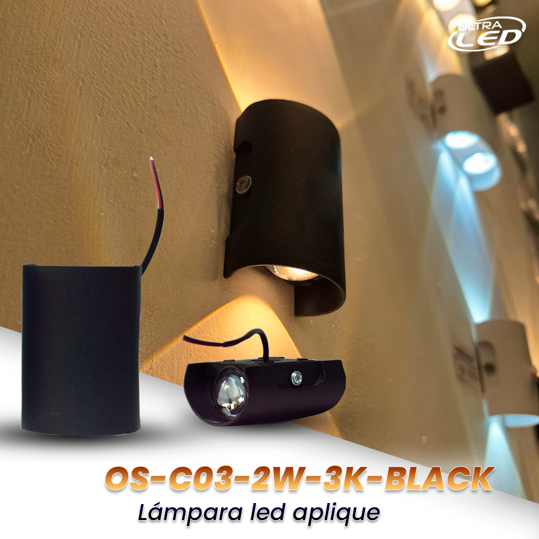 LAMPARA LED APLIQUE DECORATIVO 2W MODELO OS-C03 LUZ CALIDA