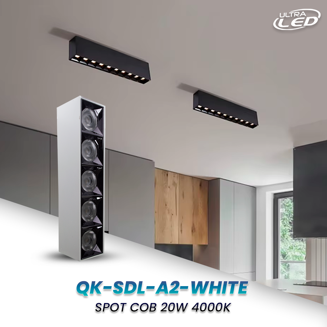 LAMPARA COB SPOT 20W LUZ NEUTRA (4000K) CARCASA BLANCA MODELO QK-SDL-A2-WHITE