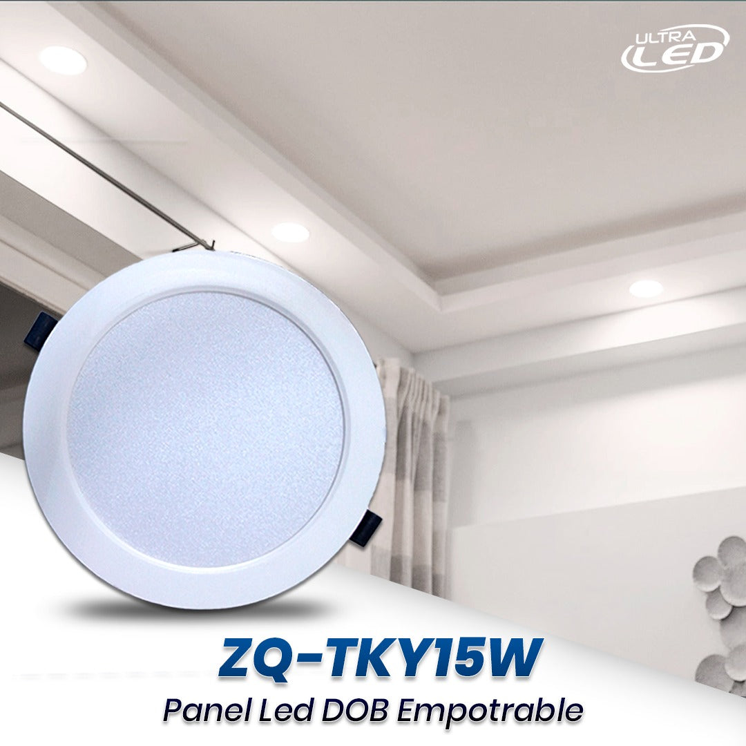 PANEL LED DOB 15W REDONDO  LUZ BLANCA (6500K) EMPOTRAR