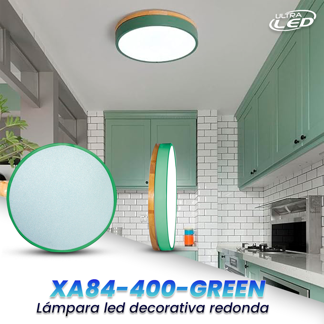 LAMPARA LED DECORATIVA 24W MODELO XA84-400 BORDE VERDE
