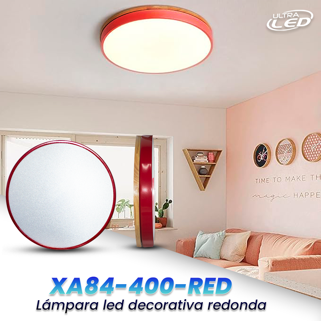 LAMPARA LED DECORATIVA 24W MODELO XA84-400 BORDE ROJO