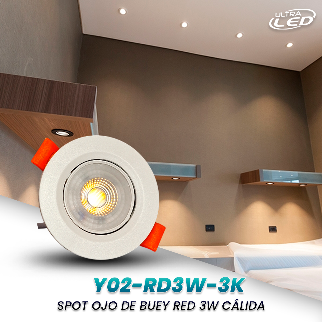 LAMPARA LED OJO DE BUEY 3W LUZ CALIDA (3000K) MODELO Y02-RD3W-3K