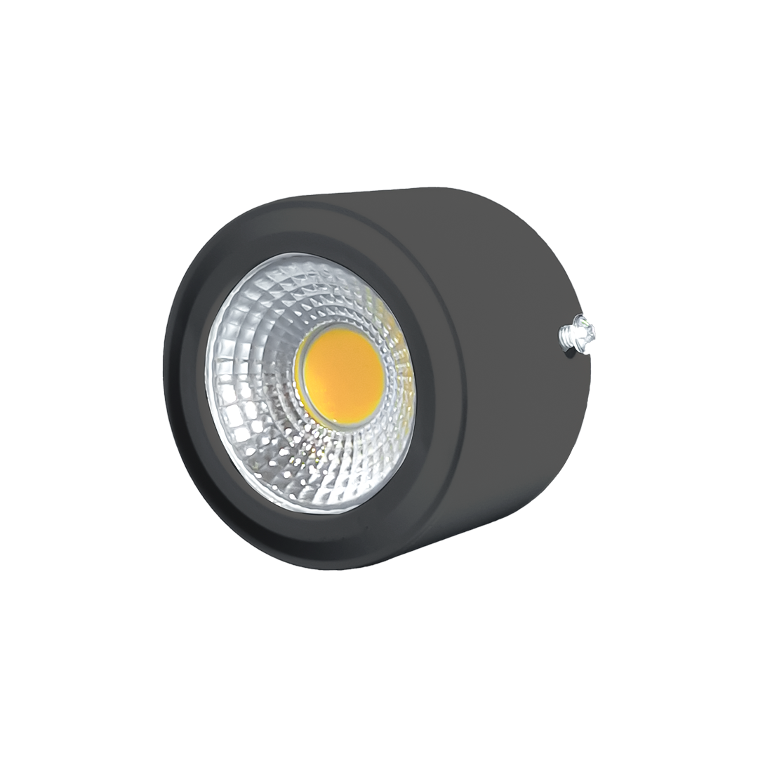 SPOT LED 7W COB REDONDO SUPERFICIAL LUZ CALIDA (3000K) CARCASA NEGRA