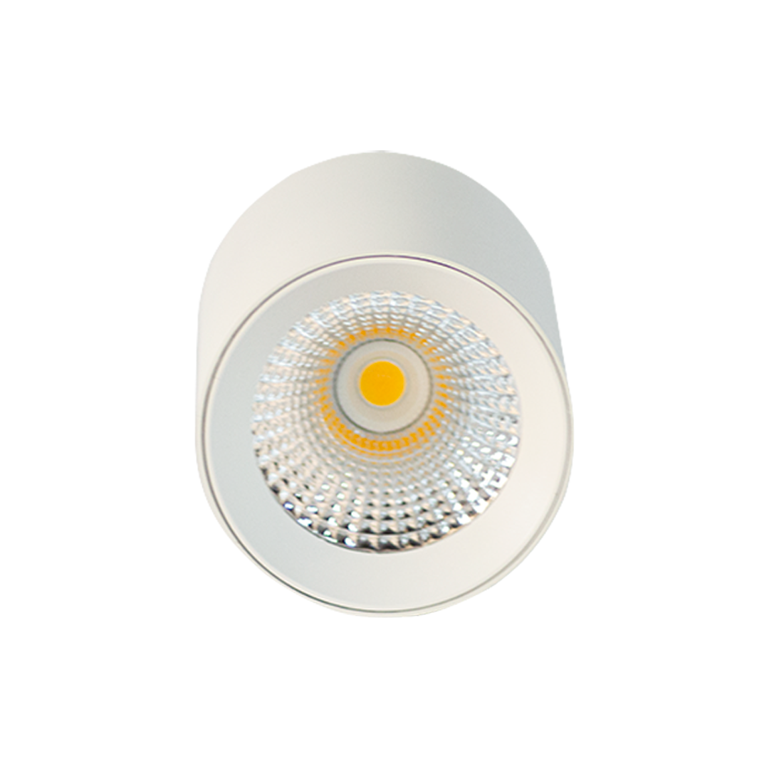 SPOT LED 10W COB REDONDO SUPERFICIAL LUZ CALIDA (3000K) CARCASA BLANCA