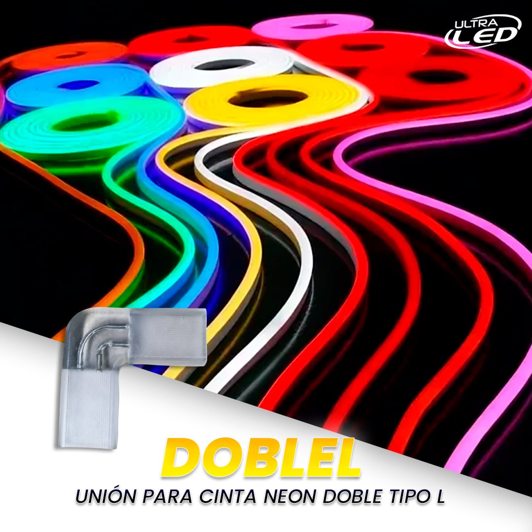 UNION ACCESORIO CINTA LED NEON DOBLE TIPO L MODELO DOBLEL