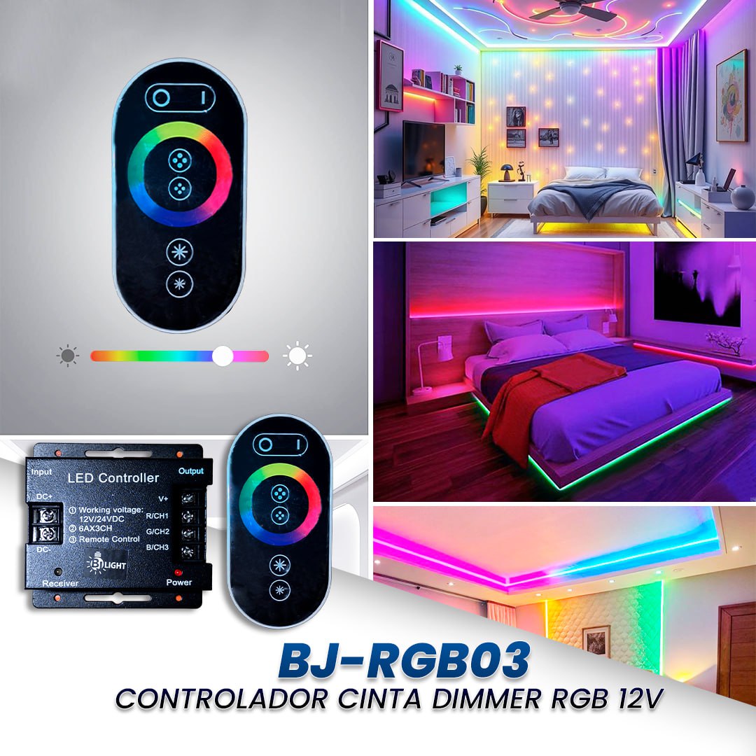 CONTROLADOR CINTA DIMMERRGB 12V MODELO BJ-RGB03