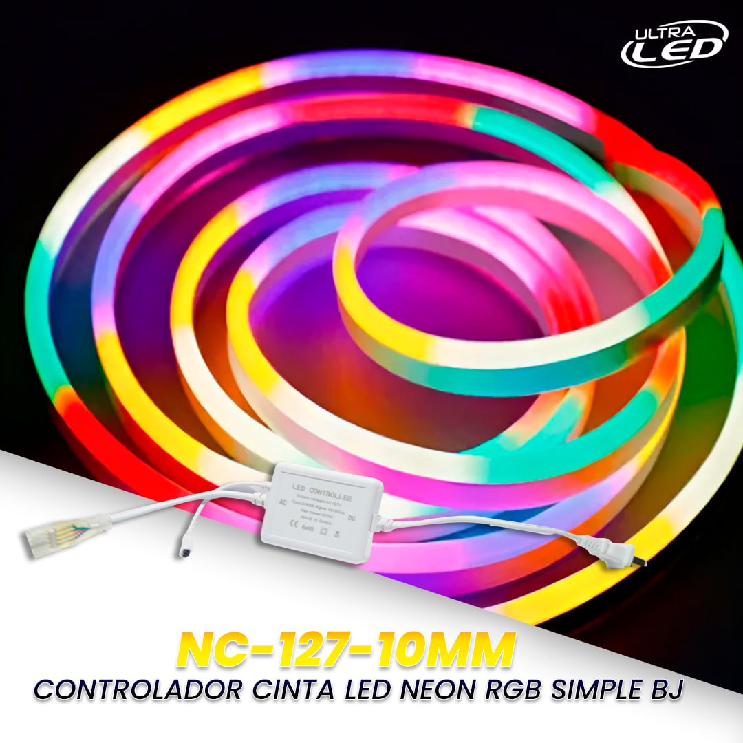 CONTROLADOR CINTA RGB NEON SIMPLE 10MM MODELO NC-127V-10MM