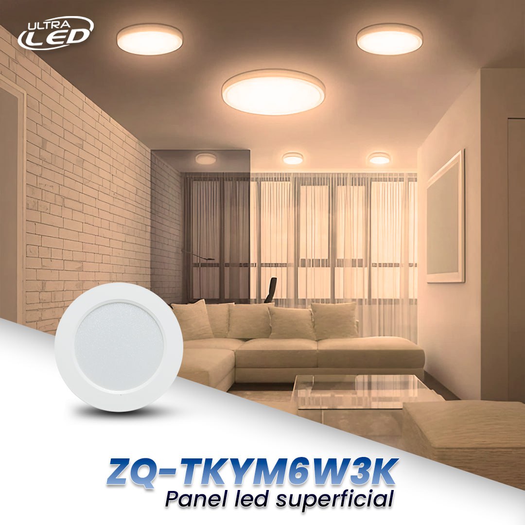 PANEL LED DOB 6W REDONDO SUPERFICIAL LUZ CALIDA MODELO ZQ-TKYM6W3K